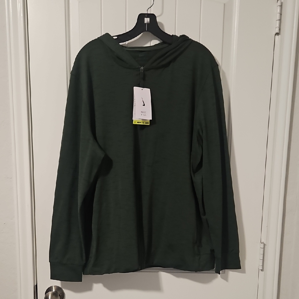 Nike Men's Dark Green Zip-Up Sweater
